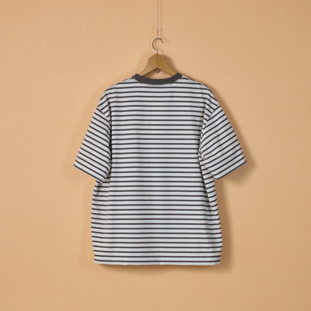 Manual Alphabet マニュアルアルファベット ファンクショナルPRDボーダーワイドTシャツ・ホワイトxダークグレイ【メンズ】