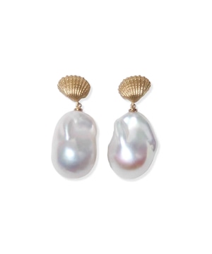 ［OCEAN］baroque pearl sea shell pierce〈高品質 Sクラス〉
