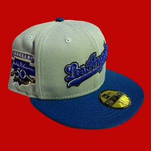 Los Angeles Dodgers Jackie Robinson 50th Anniversary New Era 59Fifty Fitted / Northeastern Green,Blue (Gray Brim)