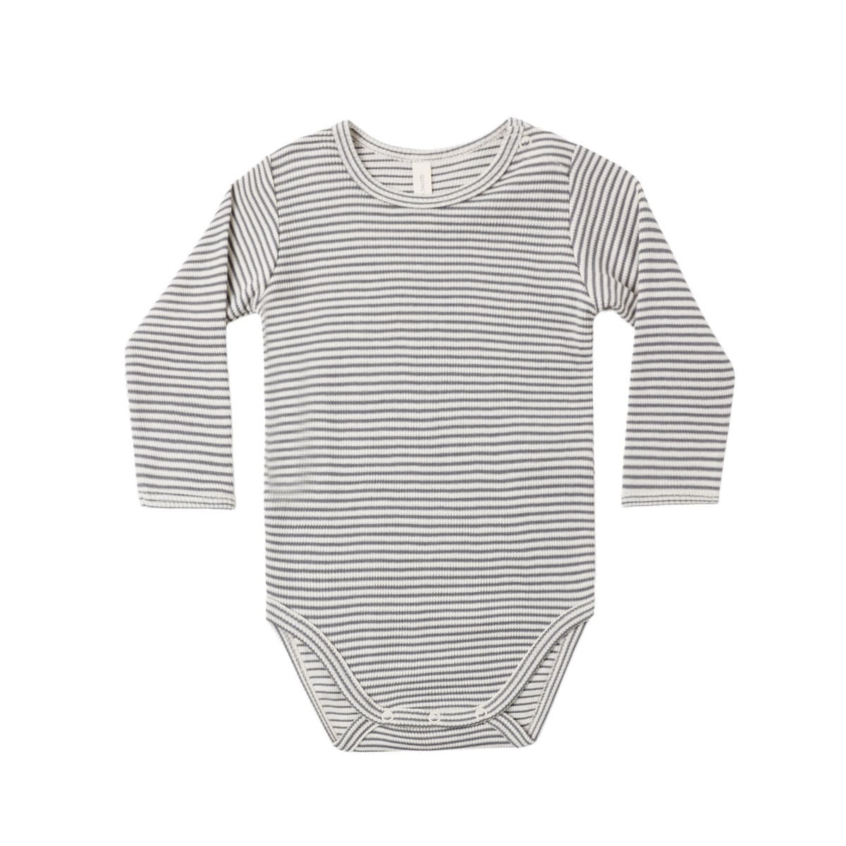 WAFFLE LONG SLEEVE BODYSUIT / MIDNIGH T MICROSTRIPE
