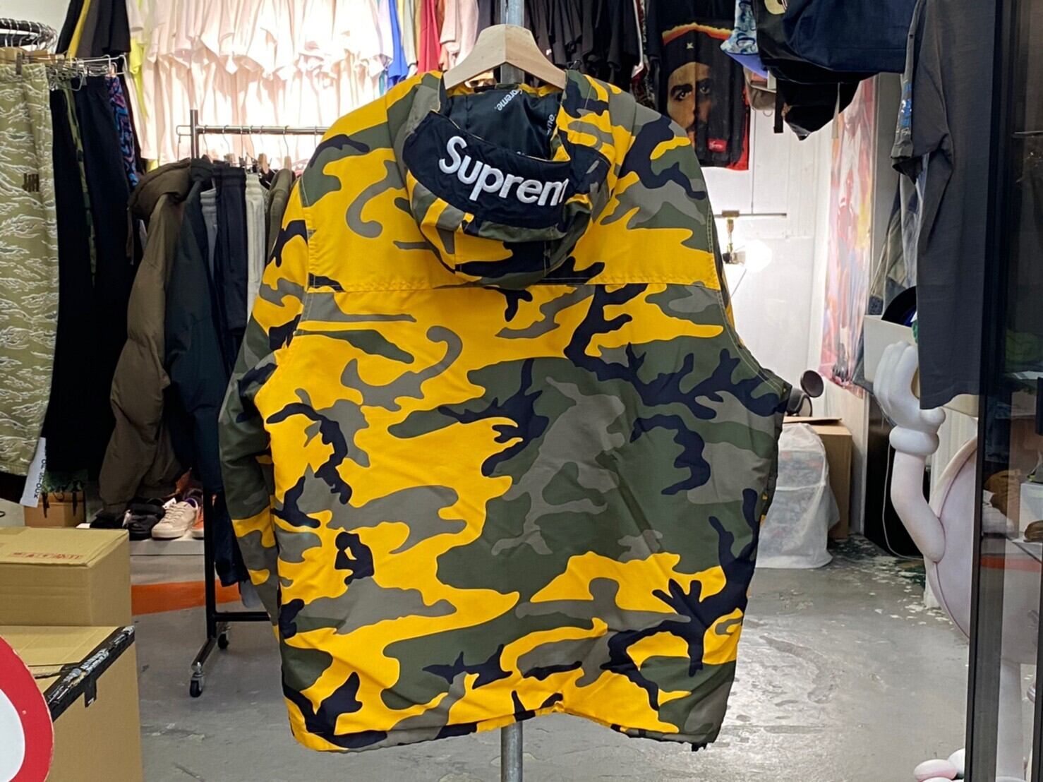 Supreme HOODED LOGO HALF ZIP PULLOVER YELLOW CAMO XL 5772 | BRAND  