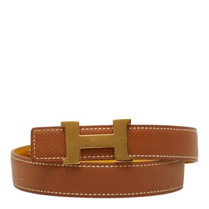 エルメス コンスタンス Hバックル リバーシブル ベルト サイズ65 ブラウン イエロー レザー レディース HERMES 【中古】