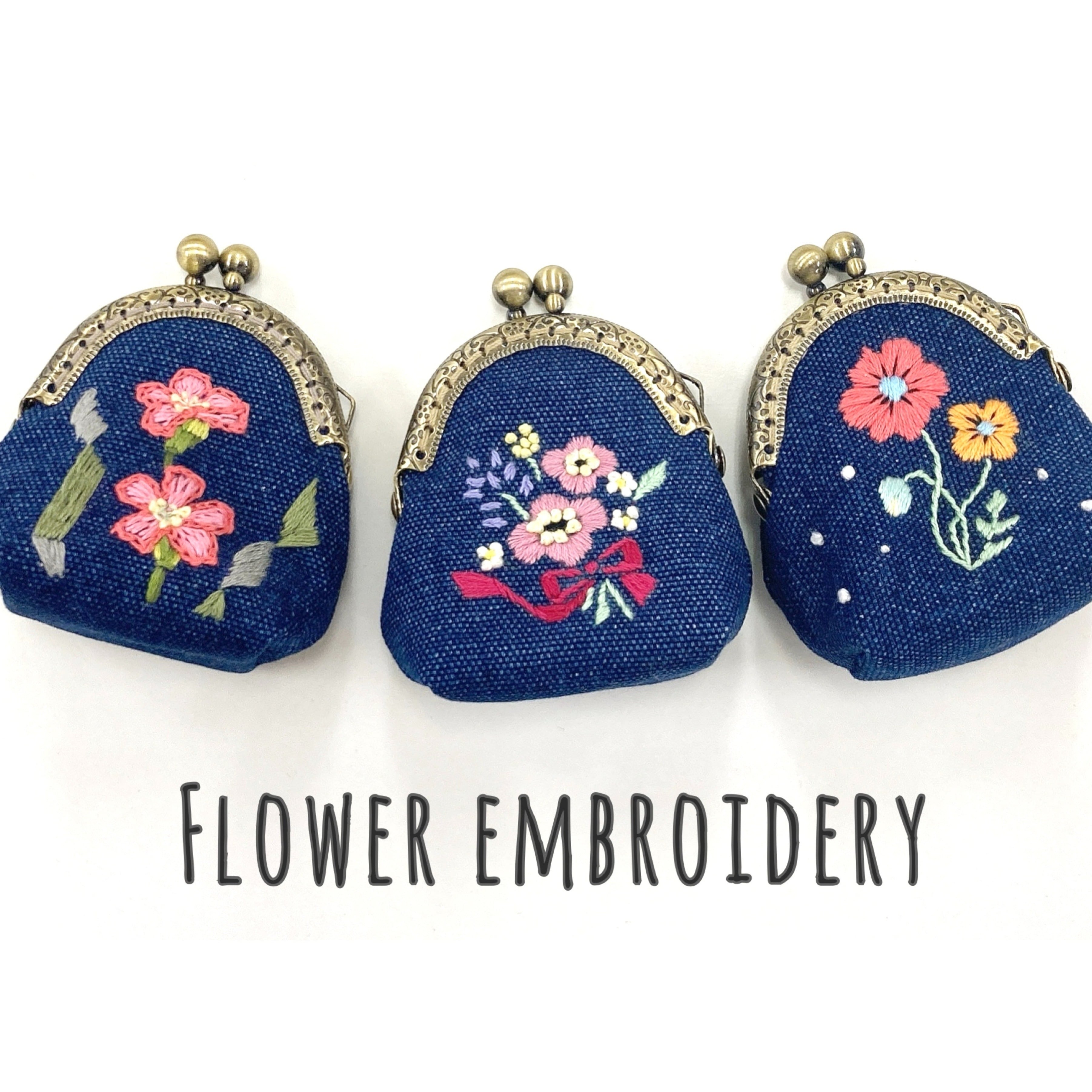 小さな花刺繍ガマ口 | Atelier Fucca アトリエ福花