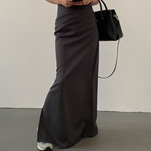 ハイウエストダークストライプスリットロングスカート　LT0020031