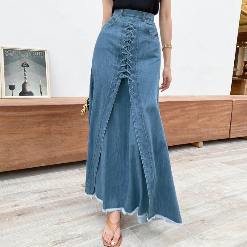 レースアップ デニム スカート 0492 きれいめレディースカジュアル ファッション 通販サイト Mililani ミリラニ