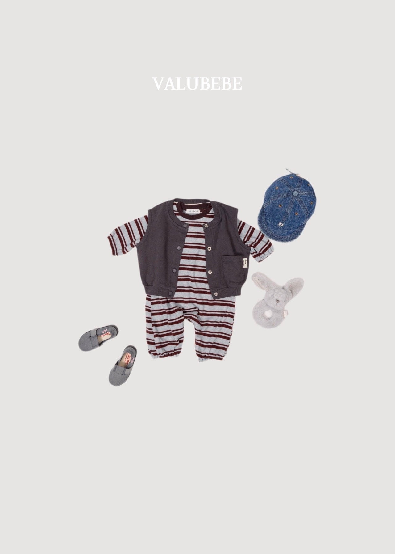 送料無料【予約】/ ホーリーストライプジャンプロンパース / valubebe
