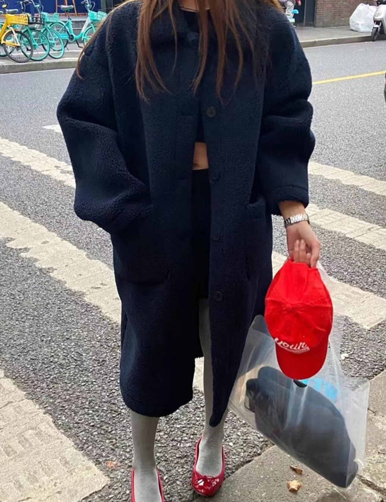 【吉盛夕希子様Page】Girlish Boa Long Coat_Navyのみ