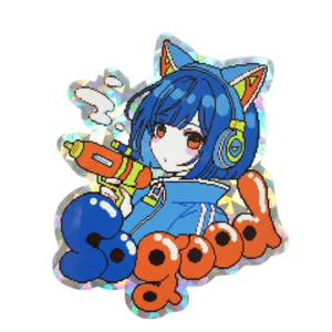 ホログラムステッカー サイバー猫耳少女 ｜ ななみ雪