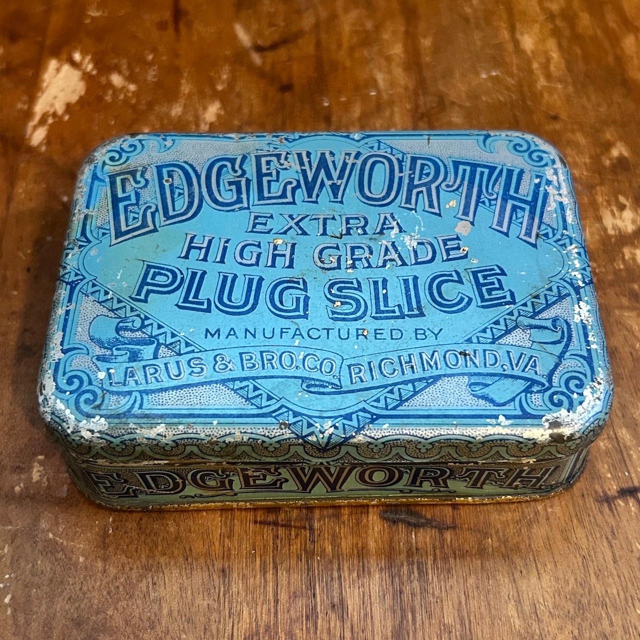 1910s–1920s エッジワース アンティーク タバコ缶 EDGEWORTH EXTRA HIGH GRADE PLUG SLICE Vintage Tobacco Tin T-768