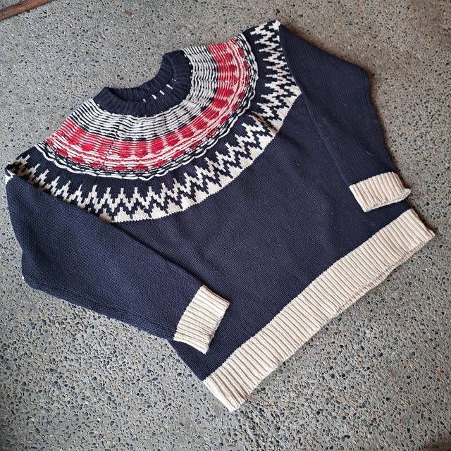 ノルディック柄 ラグランセーター used [312049]