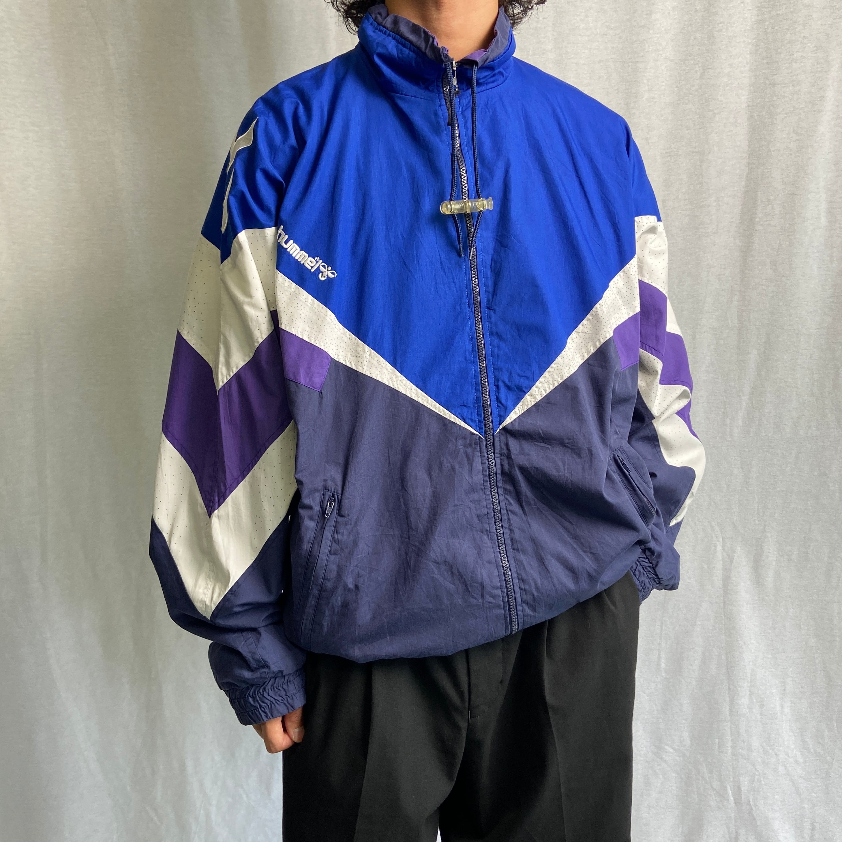 90年代 hummel ヒュンメル ナイロンジャケット フルジップ メンズL 