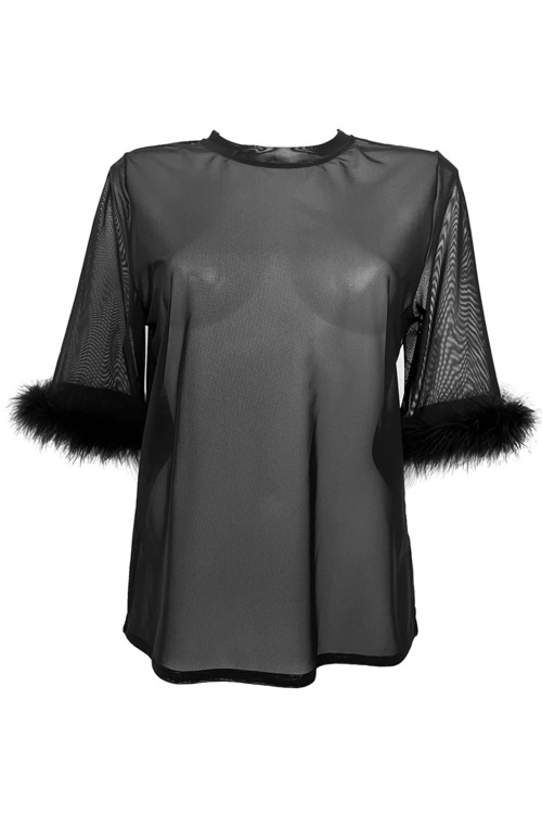 LISA MESH T-SHIRT - BLACK