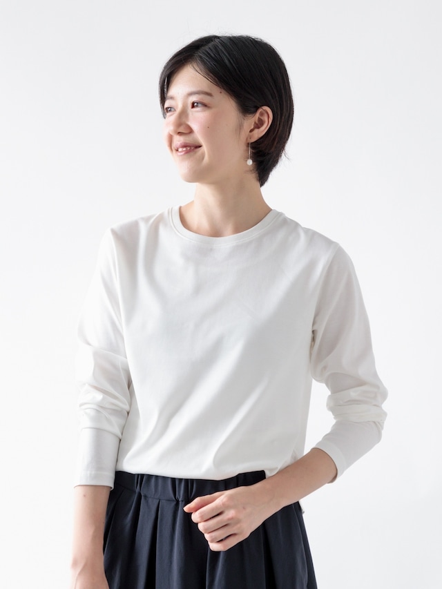 上質コットン100%のドレスTシャツ/長袖/ホワイト