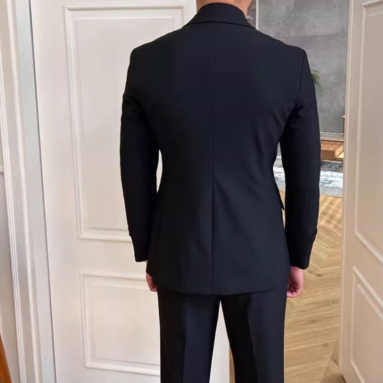 韓国スーツ 宴会 通勤 スリム カジュアル 多用途 英国 デイリー スーツ ブラック　SU012