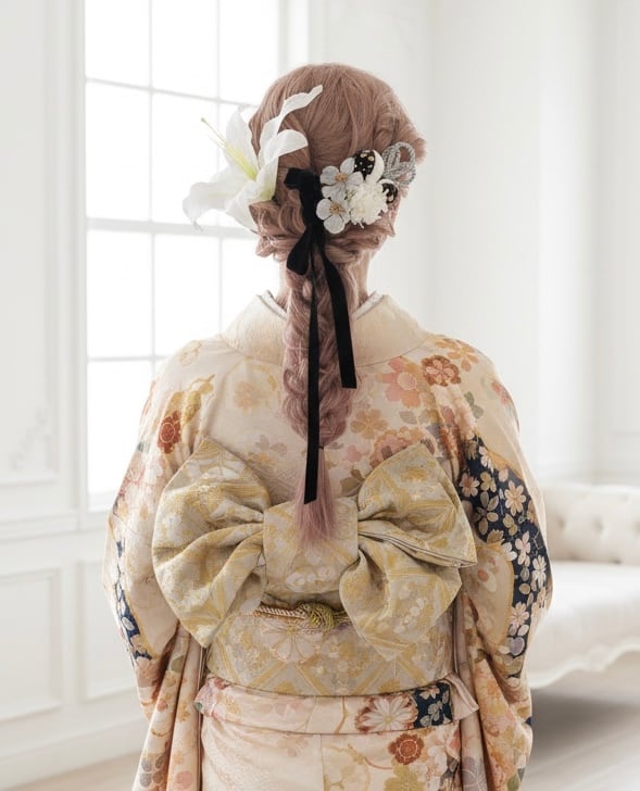 カサブランカHeaddress ウェディング 袴 振袖 成人式 ヘアドレス ヘアパーツ 髪飾りプリザーブドフラワー ドライフラワーフラワー