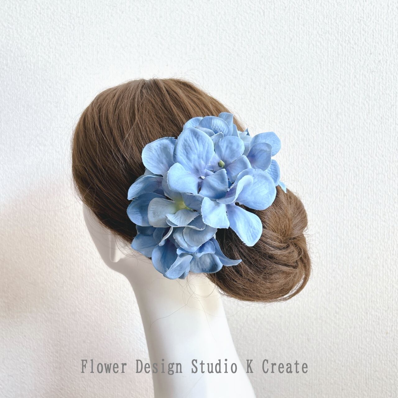 青い紫陽花の髪飾り( L:1本) ブルー あじさい アジサイ Uピン ヘッド
