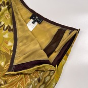 ETRO エトロ 総柄 シルク100% ロング スカート シースルー サイズ 44 /イエローグリーン系/イタリー製/エトロファーイースト
