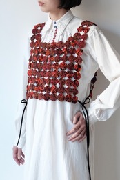 【marmelo】Yo-yo ribbon vest / side ribbon