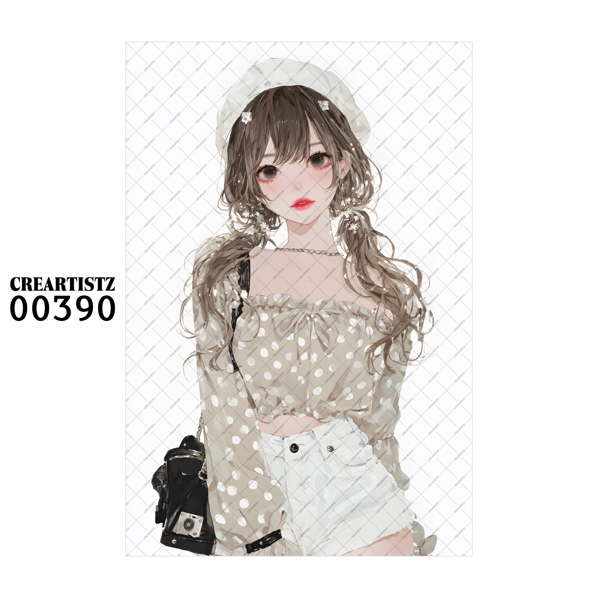 00390 ガール キュート オリジナル ペーパー/ステッカー 4枚セット CREARTISTZ