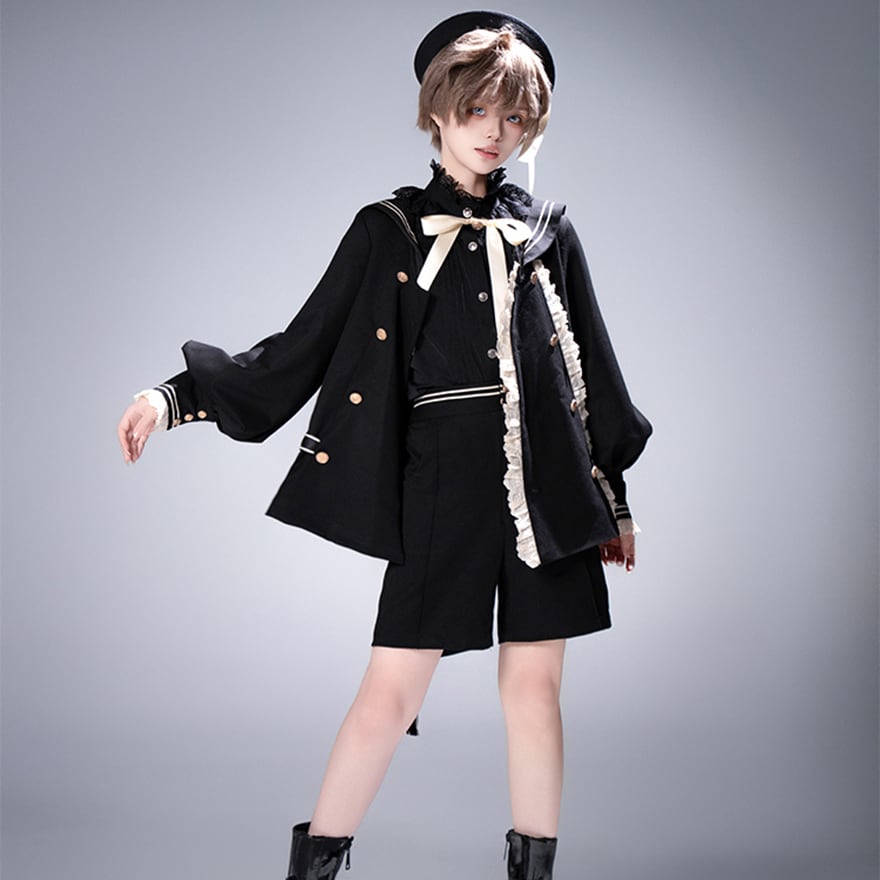 【予約販売】CastleToo 王子系 少年装 セーラー風学園セットアップ(2点セット)