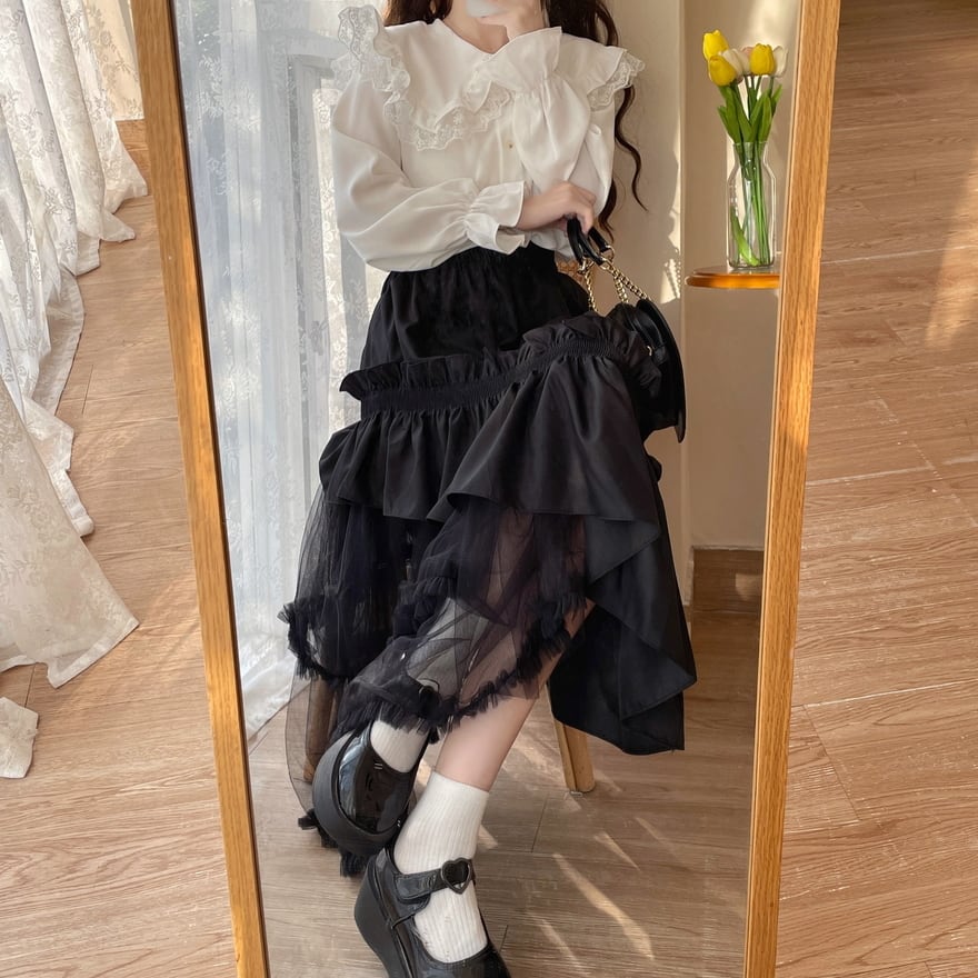 Valley lys ゴスロリ フリルスカート ゴスロリ スカート レース フリル 闇かわいい プリンセス ゴシック