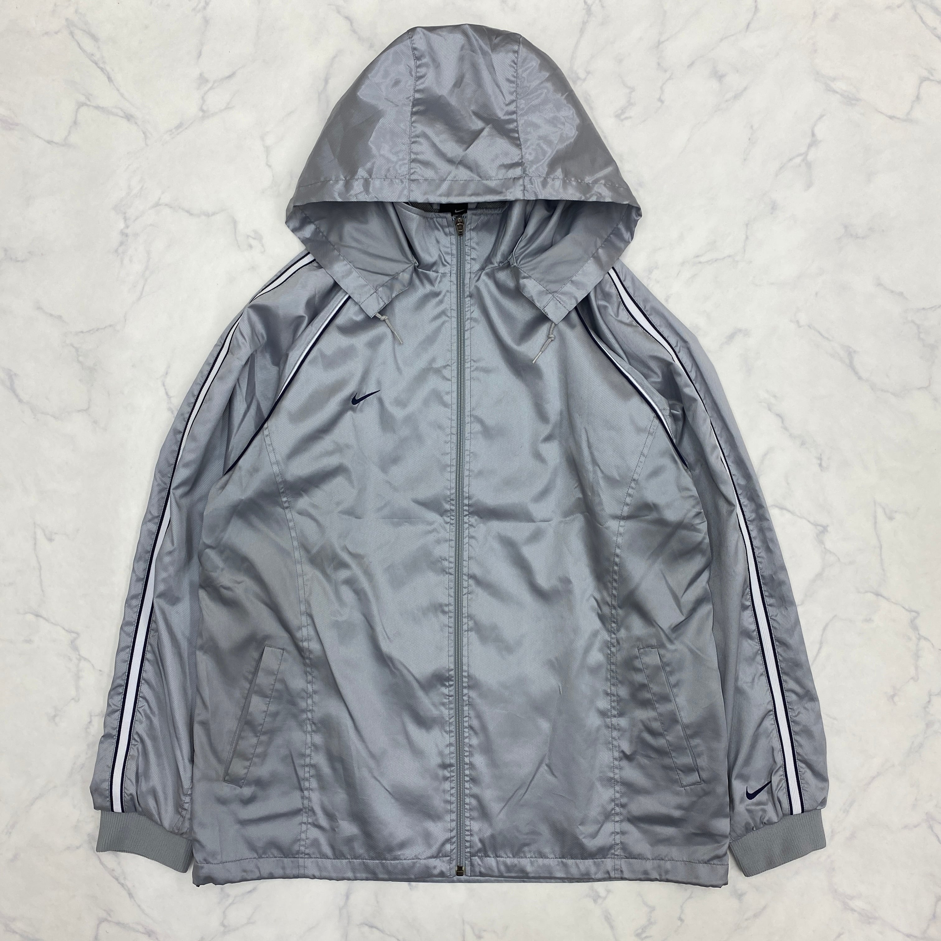 00s nike metallic silver tech nylon jacket y2k | KOUHUKU