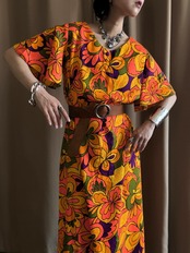 rétro pop floral pattern dress-5260-6