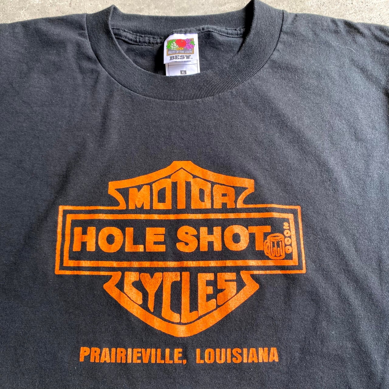 HOLE SHOT 2000 Harley-Davidson ハーレーダビッドソン パロディプリントTシャツ メンズXL 古着 フロントロゴ ブラック  黒色【Tシャツ】 | cave 古着屋【公式】古着通販サイト