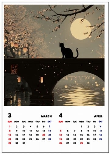 卓上カレンダー〉にゃん暦堂 江戸猫 歳時記 2026 | にやん暦堂