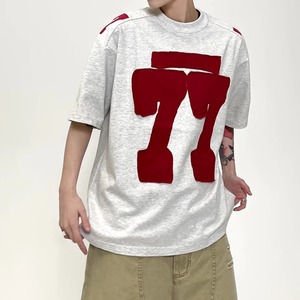 ビッグナンバリングモチーフワイドシルエットTシャツ 2col   A00392