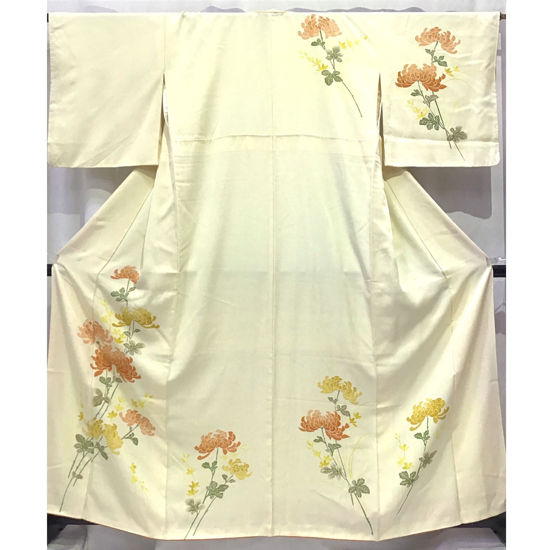 着物・附下・付け下げ・菊・うす黄系地・No.200701-1488・梱包サイズ60