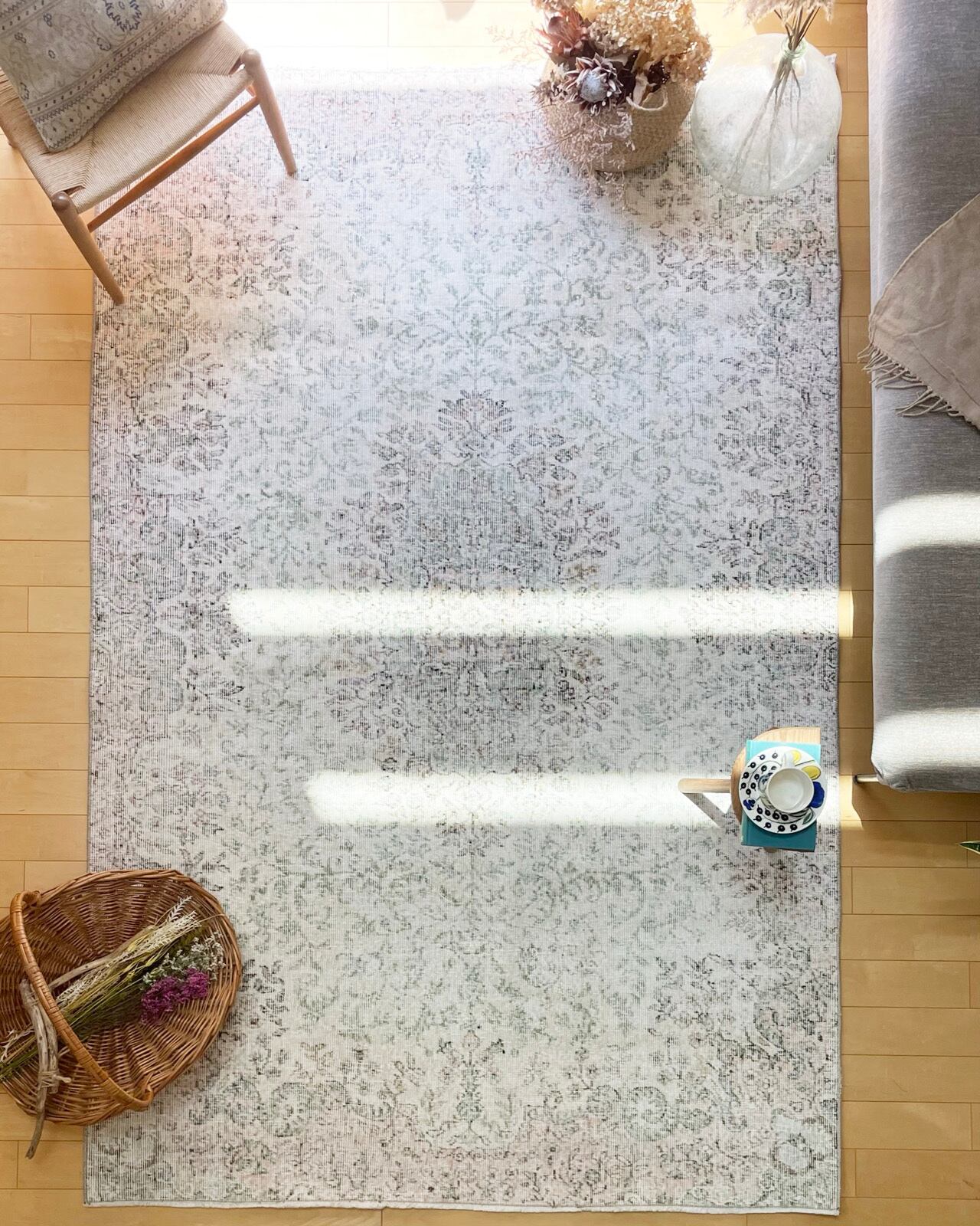 vintage rug 聞き辛い アイボリー×ココア メダリオン トルコ 