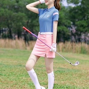 ブルー×ピンク　半袖Tシャツ　ミニ丈スカート　セットアップ