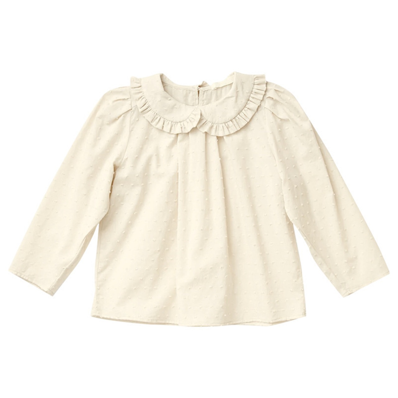 秋フリル襟ドット立体ジャガードブラウス2色