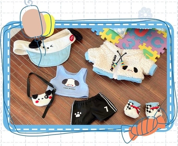 Sanページ　ぬい服　ボンボヤ 15cmぬい服】わんこサンバイザーコーデ 15cm着せ替えぬいぐるみ