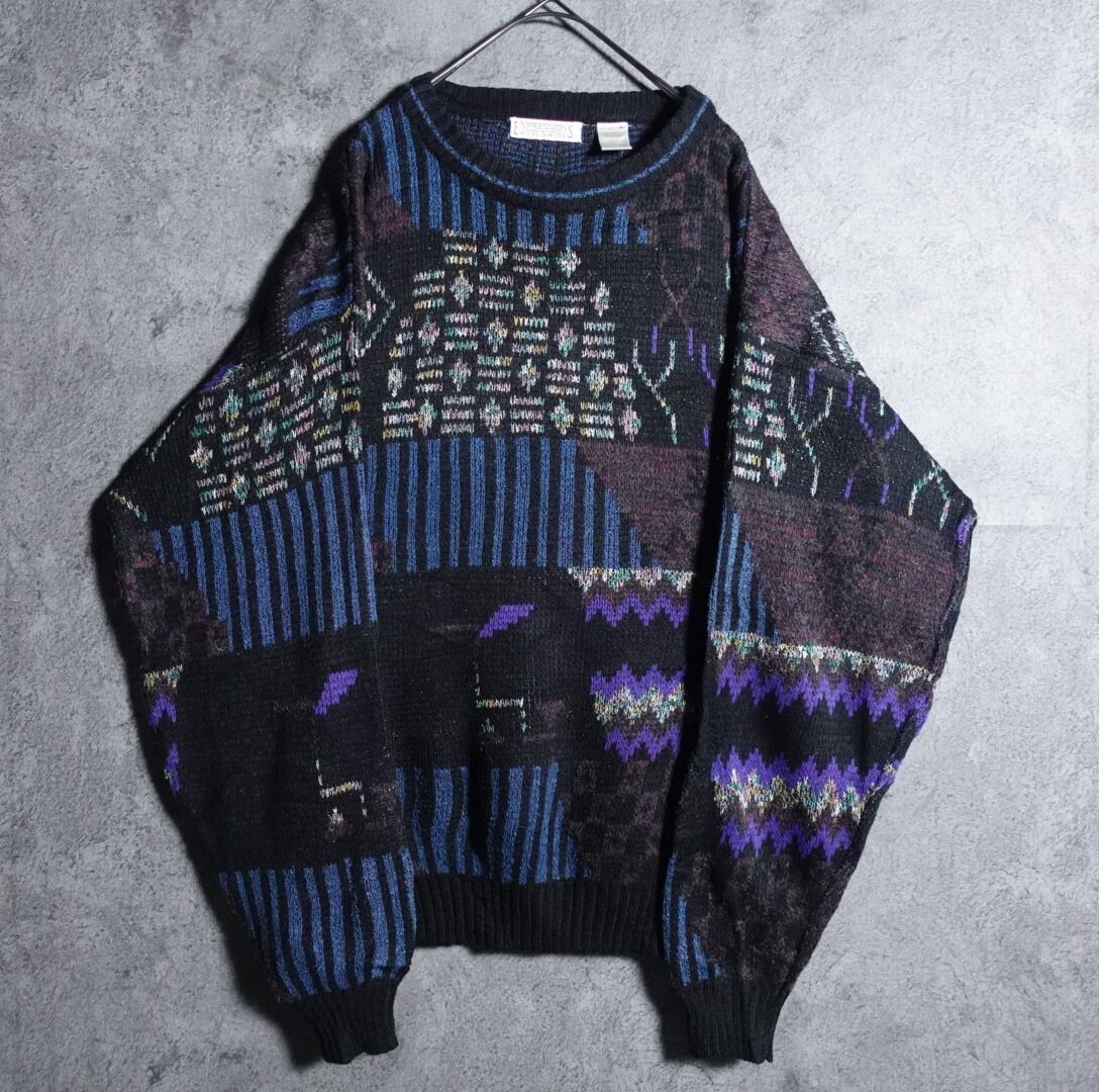 Black Geometric Motif Design Knit