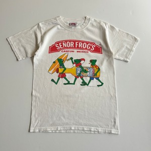 -USED- 90s Señor Frog's Cuncun Mexico T-SHIRTS -WHITE- [S]
