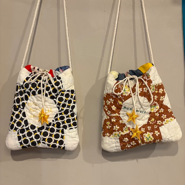 Antique Patchwork Quilt Star Bag (Drawstring Shoulder Bag)