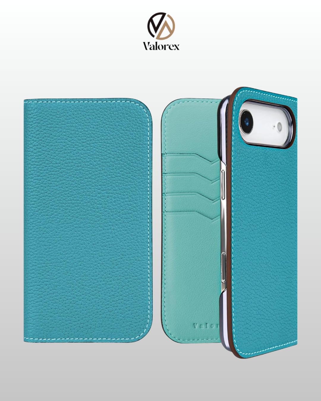 【iPhone 17シリーズ】手帳型ケース トゴレザー ブルージーン×ピーコックブルー
