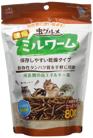 【特価処分】ミニマルランド 虫グルメ 乾燥ミルワーム お徳用 80グラム (x 1)