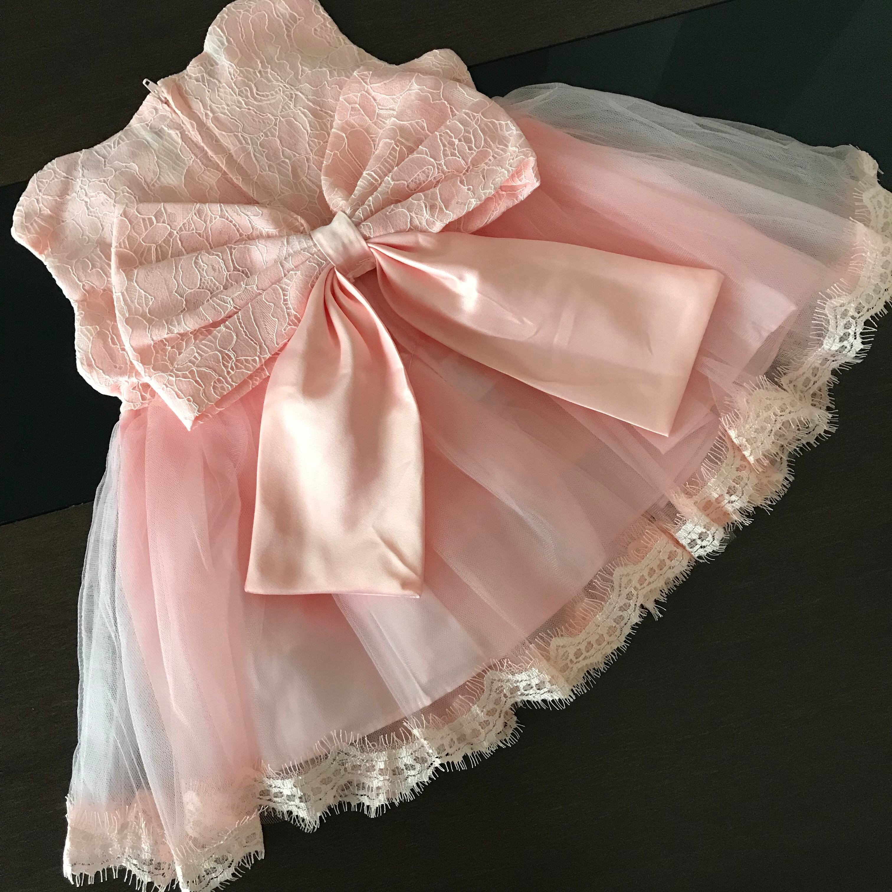 最終お値下げ　可愛いピンクレースリボンフォーマル110サイズドレス