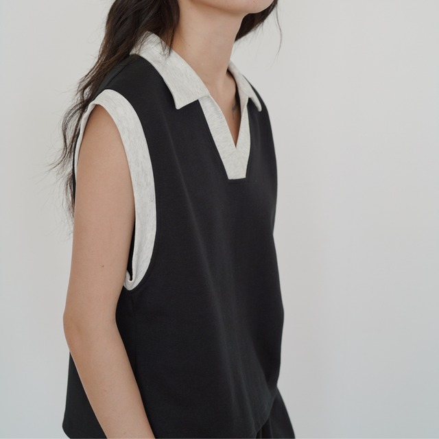 v-neck sleeveless top L0147