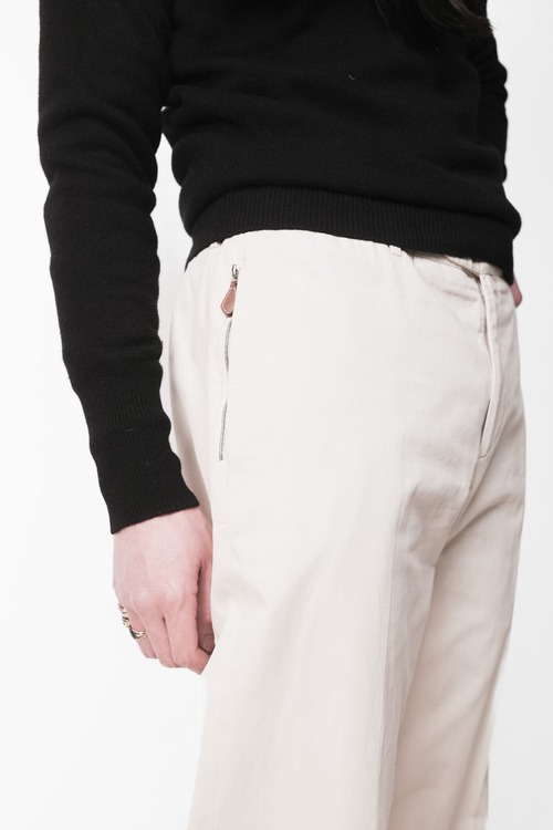 [Late 1990's] “HERMÈS” Cotton Twill Side Zip Trousers – Made in Italy (Designed by Véronique Nichanian)