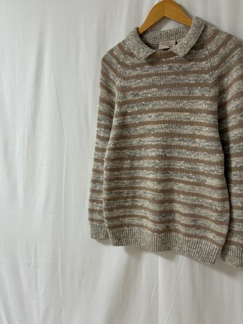 1980~90's Border Knitting Pattern Collared Sweater