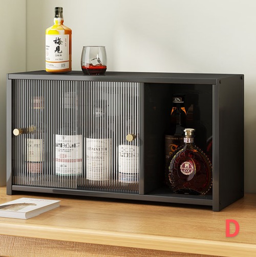 防塵 カップラック デスクトップ収納 コーヒーカップ マグカップ ホーム ティーセットラック キッチン キャビネット 卓上 リビングルーム 扉付き 2段 おしゃれ ナチュラル