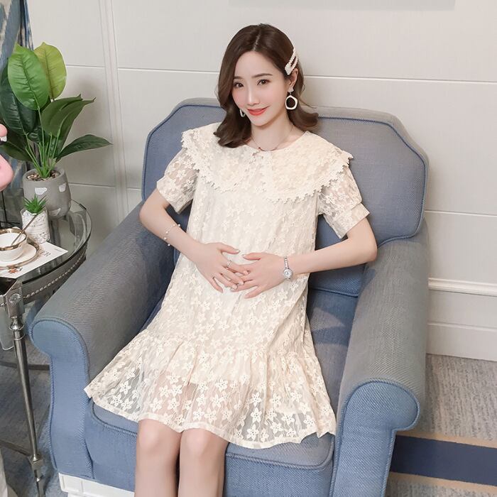 【新作】【送料無料】 マタニティドレス2019夏バージョンの新しいファッションレースマタニティドレスプラスサイズのスリムマタニティドレス-アリババ 大きめサイズ サマー 夏物 expec227507115129