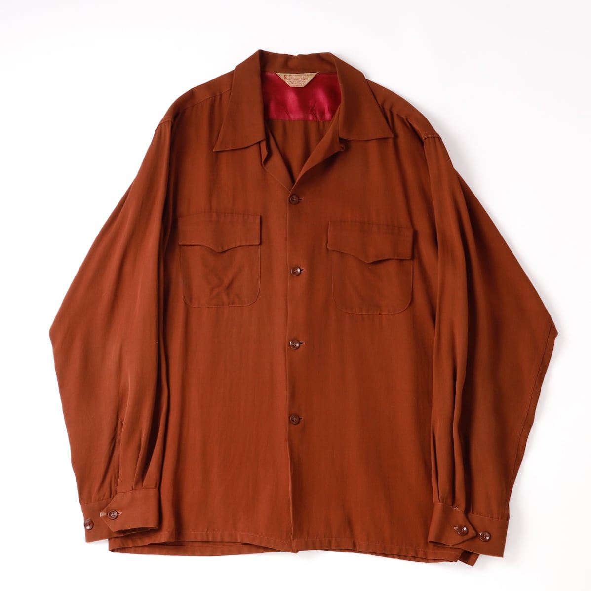 suma 50s-60sヴィンテージ レーヨンシャツ 極美品】50s special Vintage rayon shirt khaki brown special