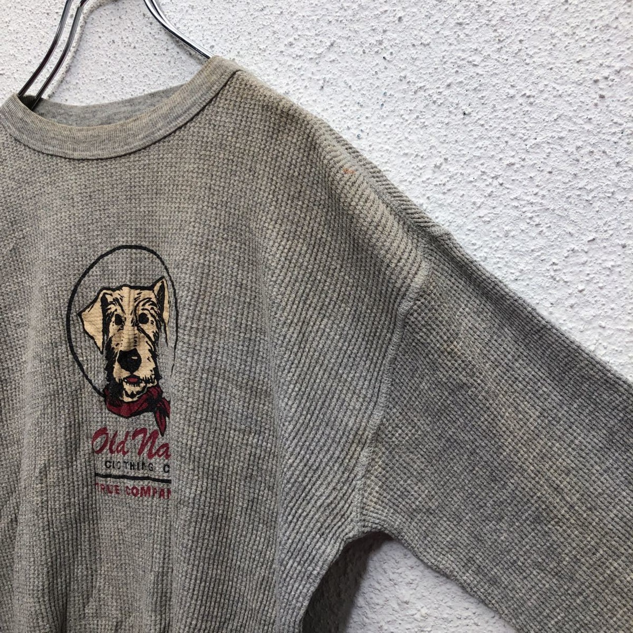 OLD NAVY 長袖 サーマル Tシャツ ユースサイズ 12/14 160〜 グレー 犬 