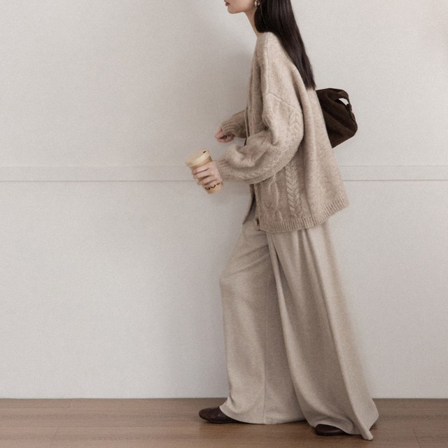 cable-knit oversized cardigan　J00446