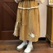 アシメギャザーフラワー刺繍スカート ・12595